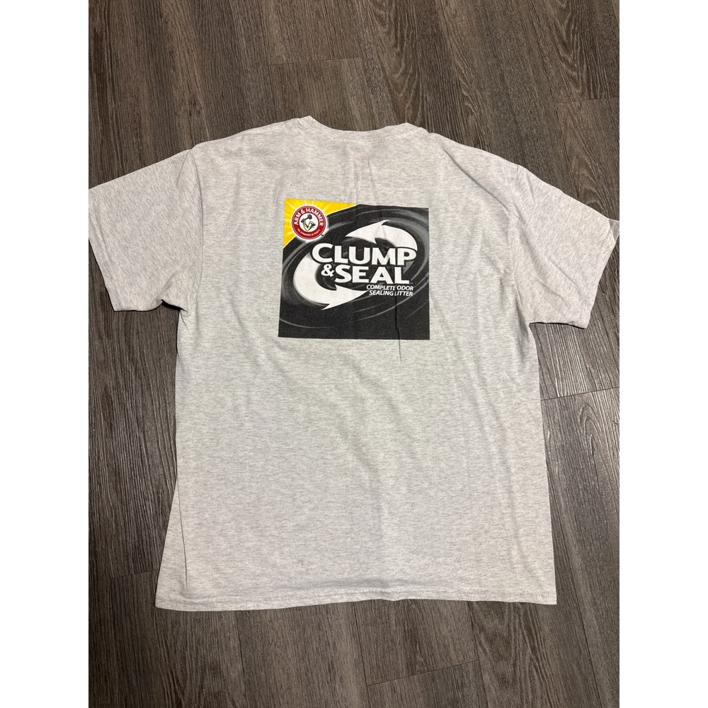 Hanes Arm & Hammer Clump & Seal 2014 Launch T-Shirt Grey Mens Large